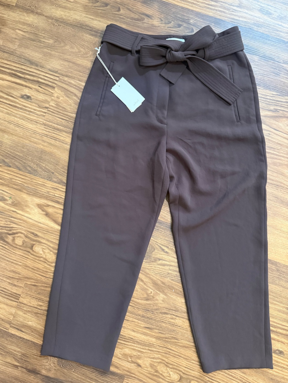Aritzia Wilfred Tie Front Pants in Modern Brown